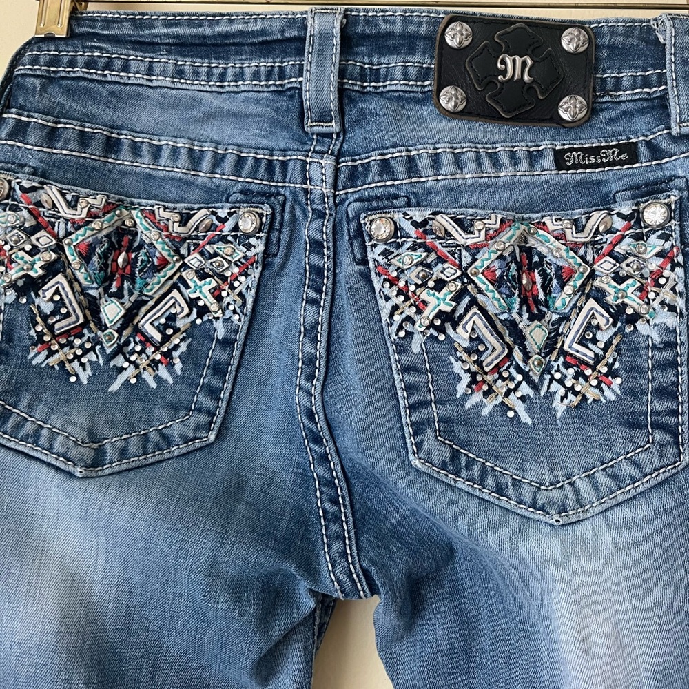 Miss Me Bootcut Mid Rise Jeans Sz 27 Embellished Bling Beaded